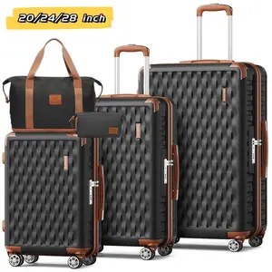 Melalenia Luggage Sets 5 Piece, Lightweight Durable Suitcase with Expandable Duffel Bag and Small Toiletry Bag, TSA Lock, Spinner Wheels