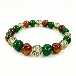 2026 New Amazing Gemstone Money Wealth Success Bracelet - Pyrite Green Aventurine Citrine Bracelet Set, Healing Calming Anxiety Stress Relief Stretchable Pulseras Para Hombres Mujer Stocking Stuffer Gift
