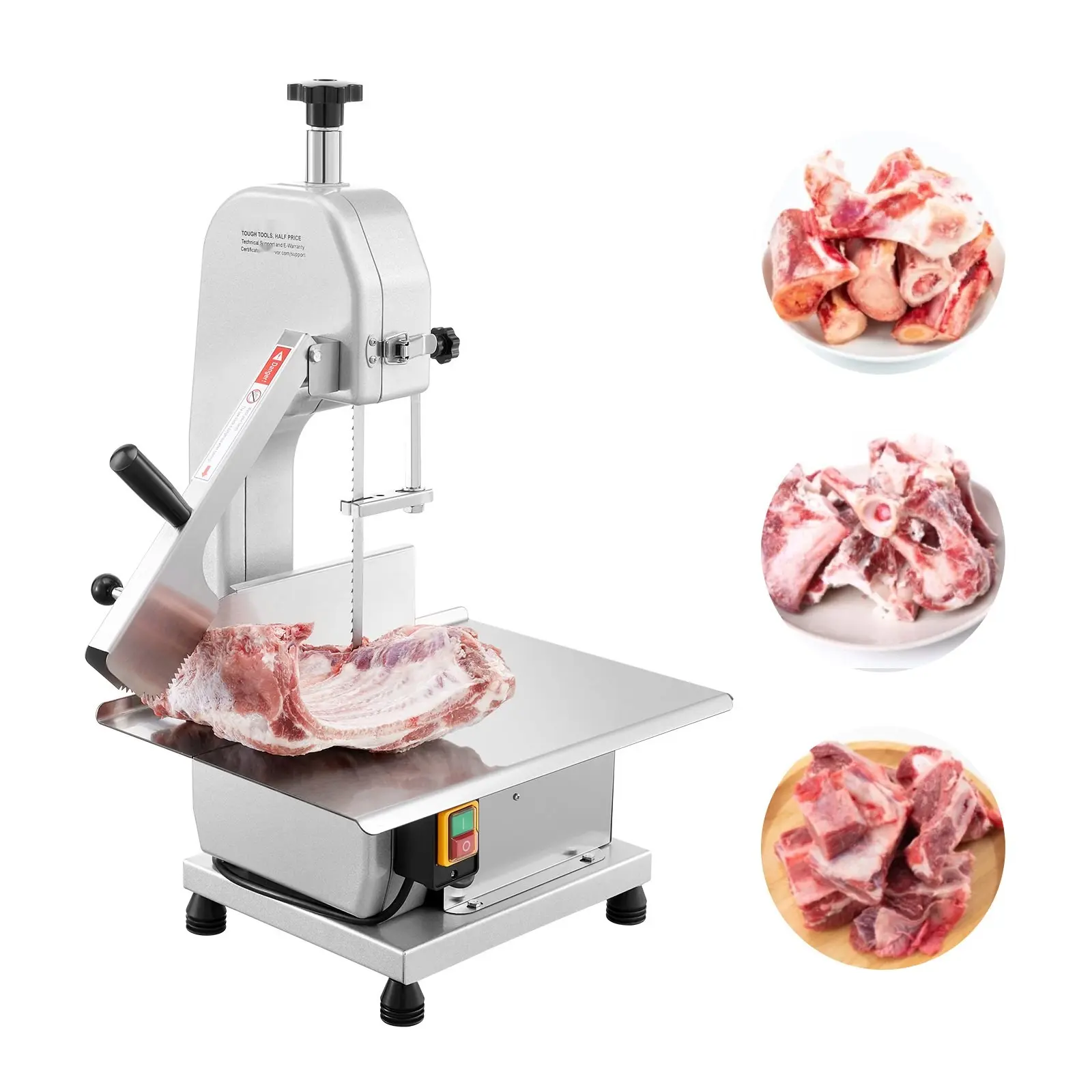 650W Commercial Electric Meat Bandsaw With Stainless Steel Frame, Bone Cutting Saw For Food Processing, Heavy-Duty Butcher Machine With Adjustable Cutting Width, Easy Cleaning, Safety Guard, Durable Industrial Kitchen Equipment