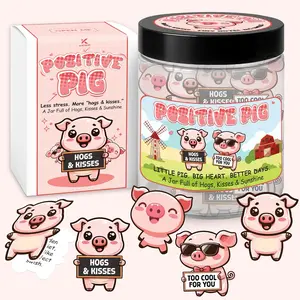 Jar with 60 Affirmation Cards - Cute Pig Gifts for Women - Funny Christmas Birthday Gifts for Sister Friend Coworkers Adult - Motivational Desk Accessories