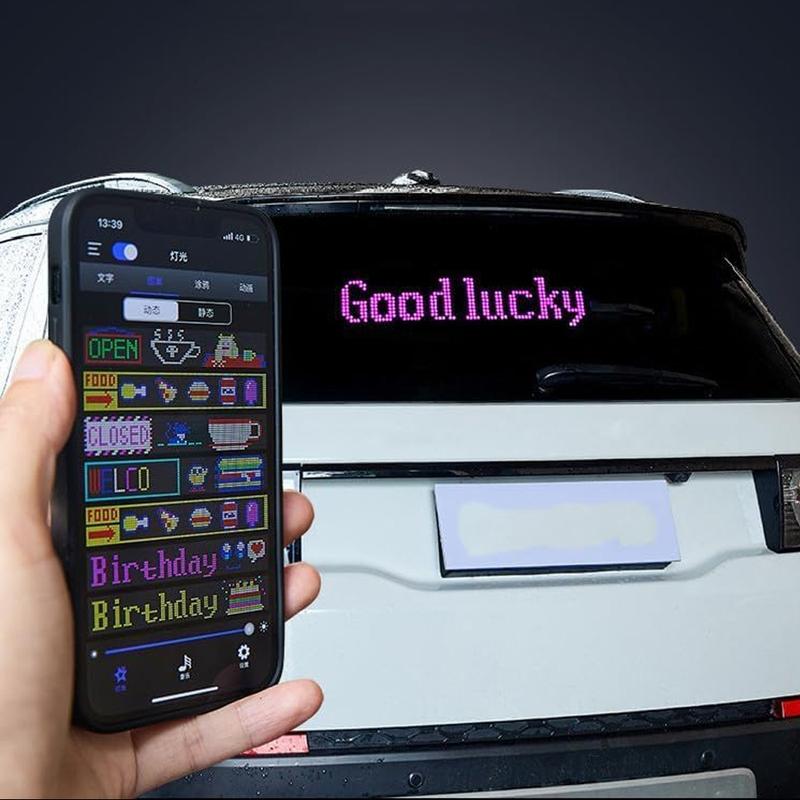Devil Eyes For Car Programmable Bluetooth APP Control BlackFriday Pre-made Animations Customizable Text Illuminated Emblem Decoration LED Lights Dashboard Flexible Display Panel Car Display Sign