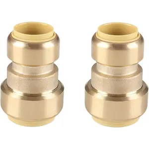 (Pack of 2) Push Fit 3/4" x 1/2" Reducing Coupling, Push-to-Connect Plumbing Fitting for Copper, Pex, CPVC, Certified