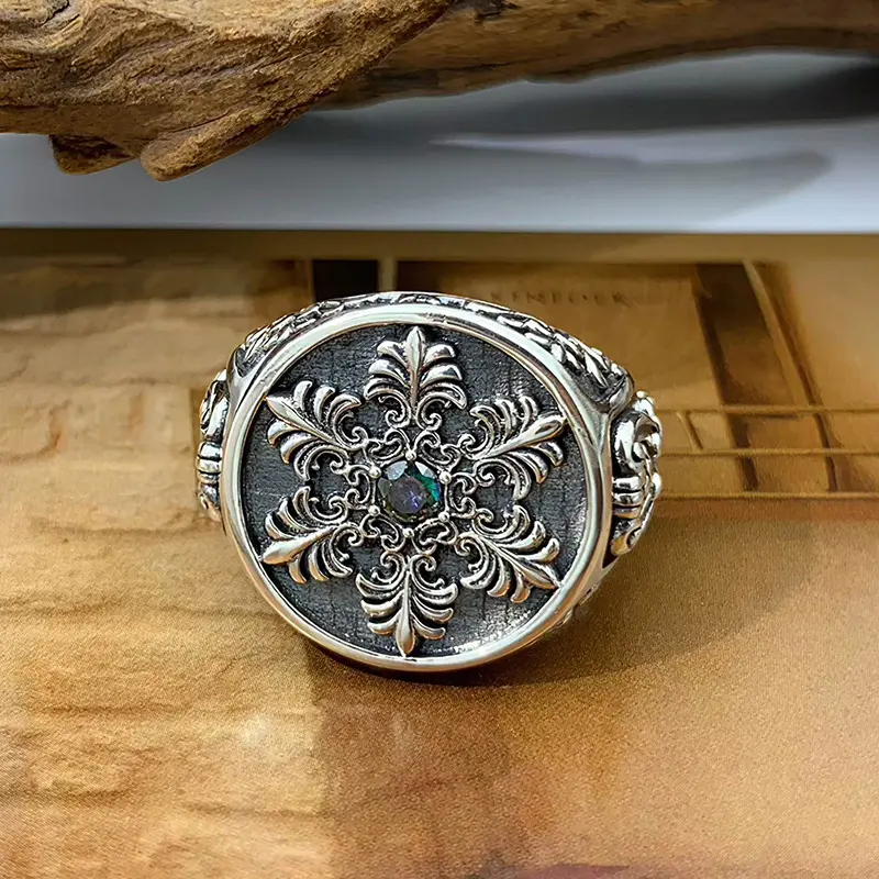 Snowflake Personality Open Ring, Trendy Hip-Hop Punk Ring with Heavy Craft Style