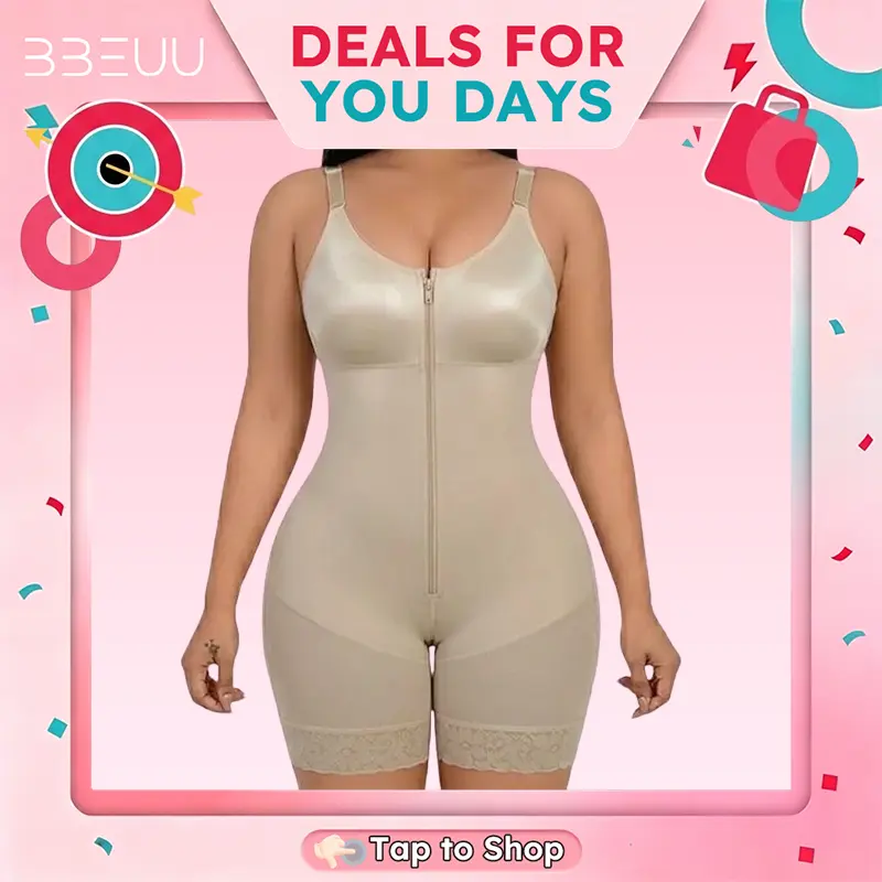 BBEUU Women‘s  Fajas Colombianas Shapewear medium-sculpt Butt Lifting& Tummy ControlZipper Closure BF01