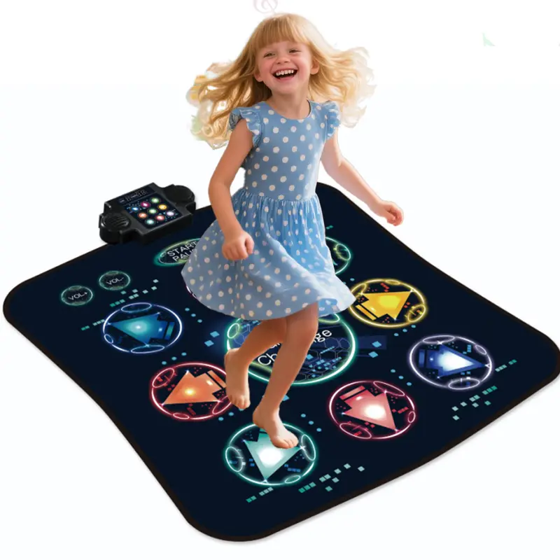 Unisex Kids' Vinyl Padded Soft Dance Mat for Ages 3-12 - Portable Battery-Powered Electric Toy Gift with 8 Music Keys, LED Lights, 7 Adjustable Volumes, 3 Fun Modes, Slip-Safe Footing, Enhances Coordination, Indoor & Outdoor Use