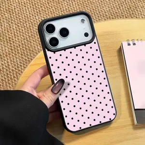 Phone Case - A Pink Polka Dot Minimalist And Stylish TPU Phone Case with a Lychee Texture for Iphone X/Xs/Xr/Xs Max/11/12/13/14/15/16/17 Pro Max, Suitable As a Gift for Male Or Female Friends