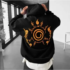 Oversized Naruto Hoodie, Hooded Sweatshirt for Guys, Anime Print Hoodie, Anime Outfits, Casual Hoodie for Men, Cotton