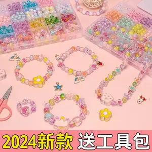 DIY Beads Kit for Kids, Educational Fine Motor Skills Toy, Jewelry Making Set Montessori DIY Bead Kit, Kids Jewelry Making Crafts, Sensory Toy for Toddlers Creative DIY Beads Set, Develop Kids' Hand-Eye Coordination & Color Matching