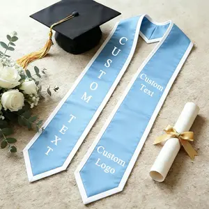 Custom Text Logo Graduation Stole, Your Design School Color Gradute Sash Class of 2026