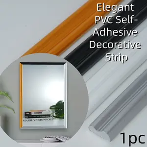 3.2cmx1meters 1pc Elegant PVC Self-Adhesive Decorative Strip- Flexible and Bendable, Self-Adhesive PVC Trim Sheet - Peel, Stick Molding, Flexible Bendable Plastic Strips for DIY, Baseboards, Window