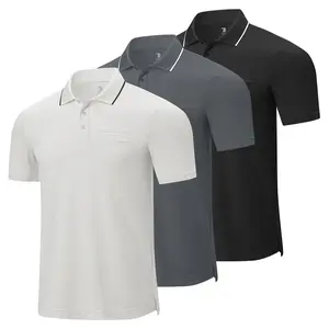 TBMPOY Men's Polo Shirts with Pocket 3 Pack Quick Dry Stretch Golf Polo Short Sleeve Dry Fit Collared Tennis Shirts Casual Work Performance Shirts