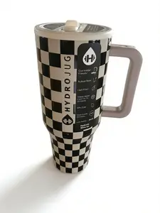 HYDROJUG Rodeo 40oz Black & White Plaid Pattern Limited Edition Insulated Stainless Steel Water Bottle for Travel Hydration portable Anywhere Drinkware Flasks Mug Tumbler outdoorfun