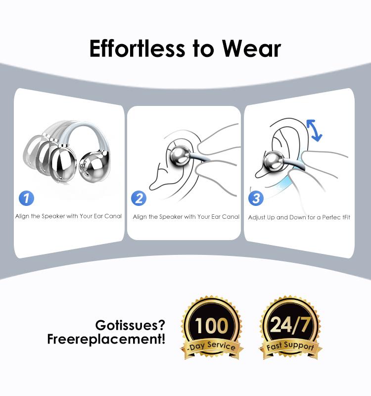 Multi-color Digital Display Clip-on Open Ear Wireless Bluetooth 6.0 Headphones with Audios, Mic, 50H Playtime, ENC, IPX5 Waterproof, Next-gen Comfort for Small Ears & Fitness Runs, Headset, Long Play