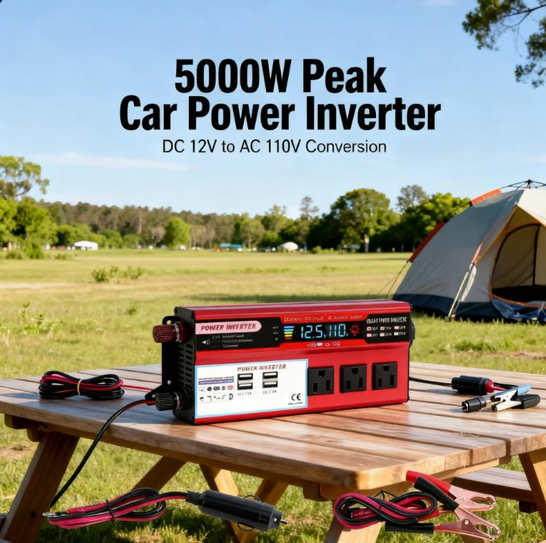 Heavy-Duty 5000W Peak Car Inverter - For Car, RV, Boat & More