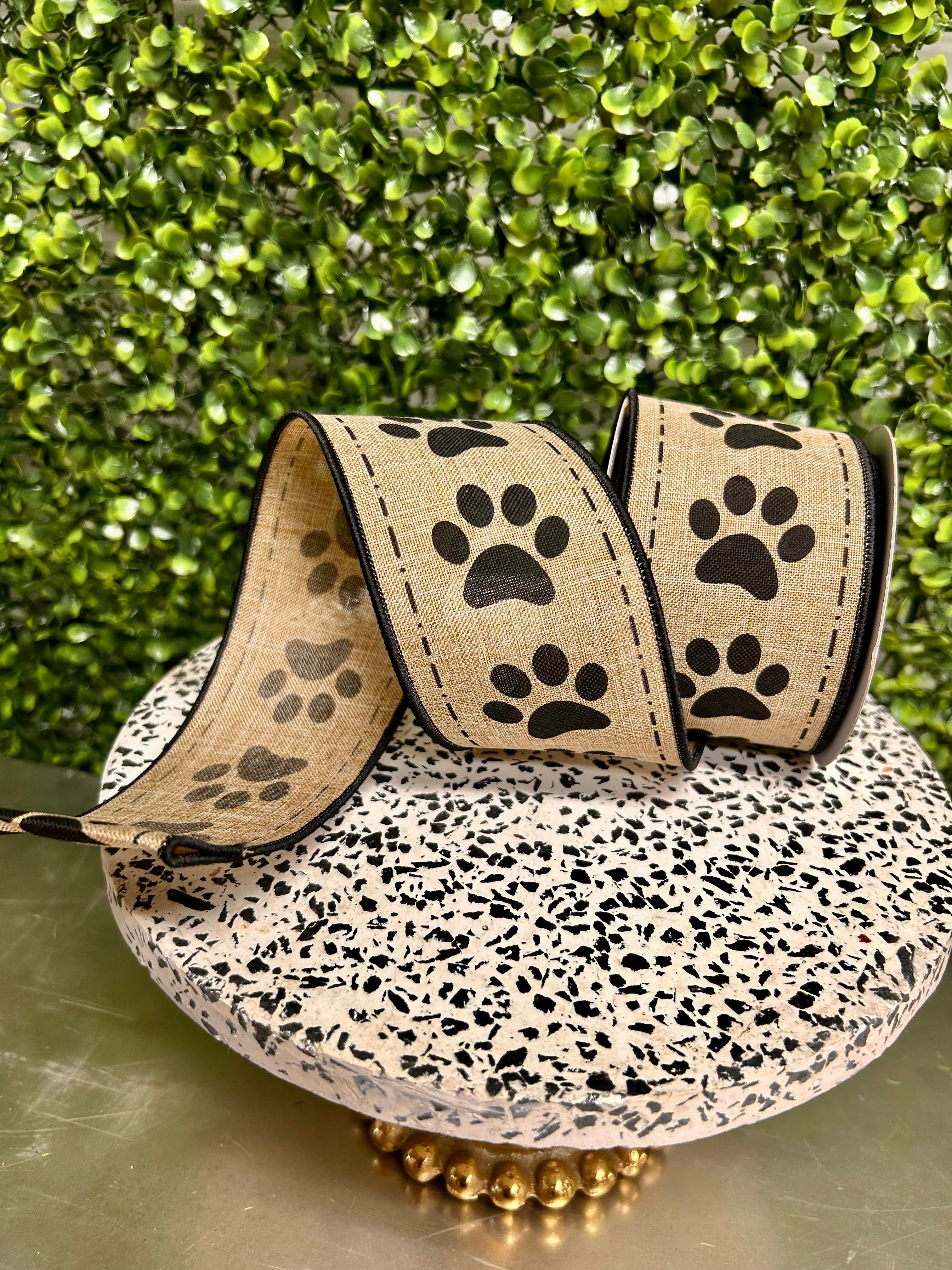 2.5 Inch By 10 Yards Paw Prints On Royal Ribbon