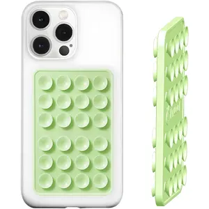 Double-Sided  Suction Phone Case Mount, Enhanced Suction Cup Power and Thickened Grip for Selfies and Videos, Durable, Hands-Free Non Slip Accessories, 2.36"x3.66" (Light Green)