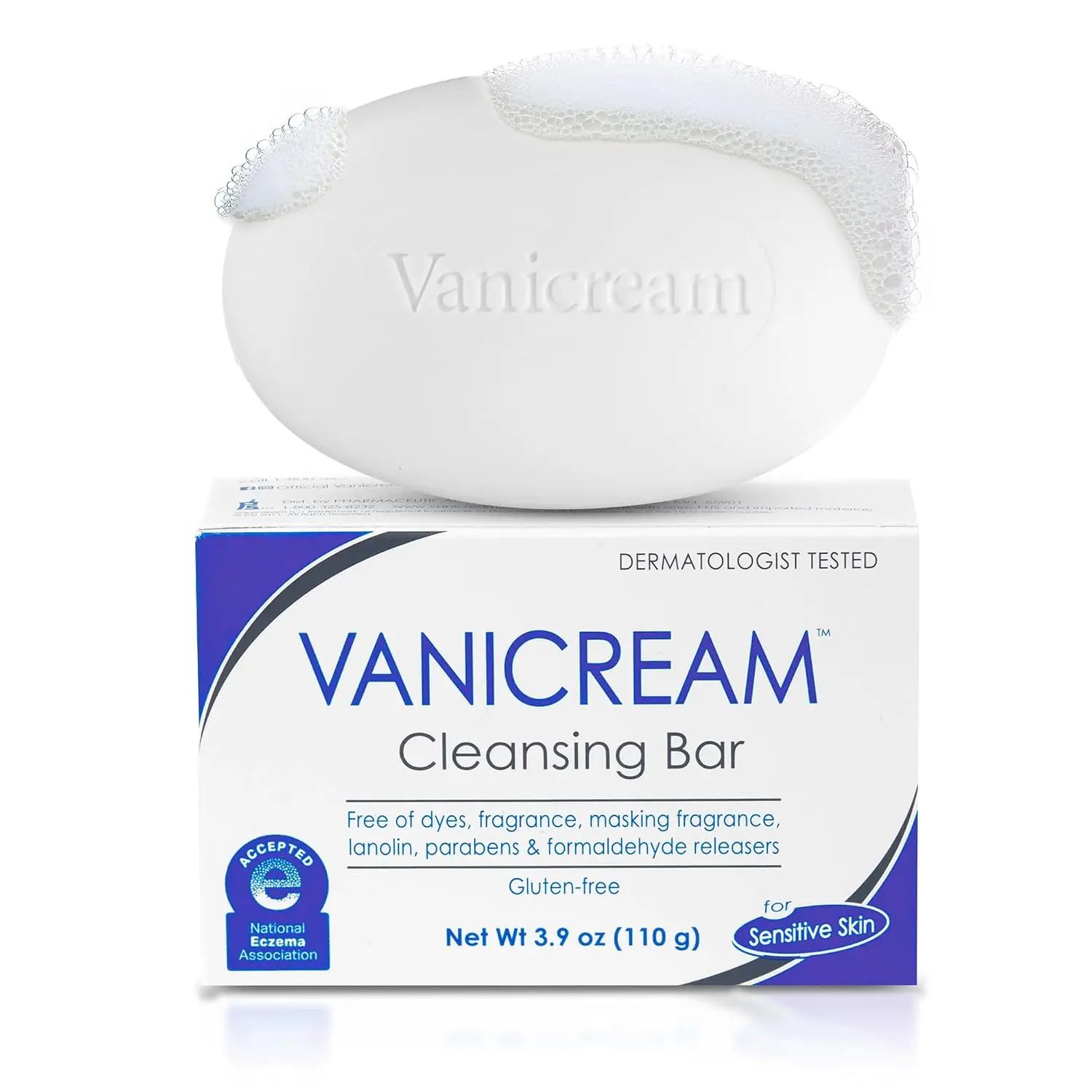 Vanicream Cleansing Bar, 3.9 Oz, Pack of 12, Formulated without Common Irritants for Sensitive Skin, Gentle & Non-Drying Body & Facial Cleanser, Removes Dirt & Excess Oils, Non-Comedogenic