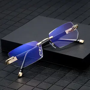 1pc Blue Clear Lens Frameless Glasses for Women & Men/Reduce Eye Fatigue & Glare from Computer, TV, Phone & Gaming/Decorative Glasses, Y2K, Cheapes, Stylish Eyewear, Y2K Design/Suitable for Gaming Rooms And Offices. Eyeglass