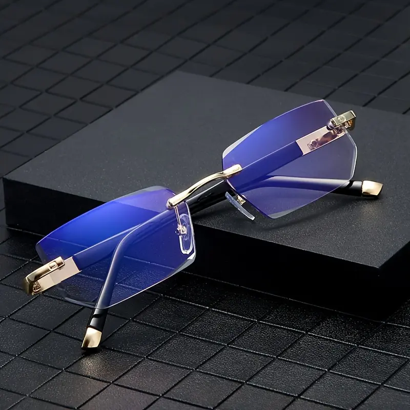1pc Blue Clear Lens Frameless Glasses for Women & Men/Reduce Eye Fatigue & Glare from Computer, TV, Phone & Gaming/Decorative Glasses, Y2K, Cheapes, Stylish Eyewear, Y2K Design/Suitable for Gaming Rooms And Offices. Eyeglass