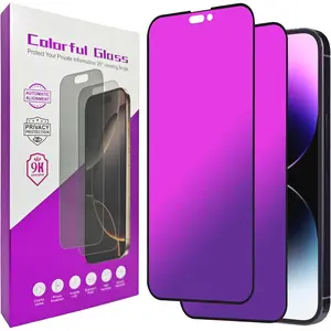 Compatible with  15  screen protector 2 Pack Gradient Colorful 28? Anti-Spy Full Coverage Tempered Glass with Installation Alignment Frame anti Blue light eye protection