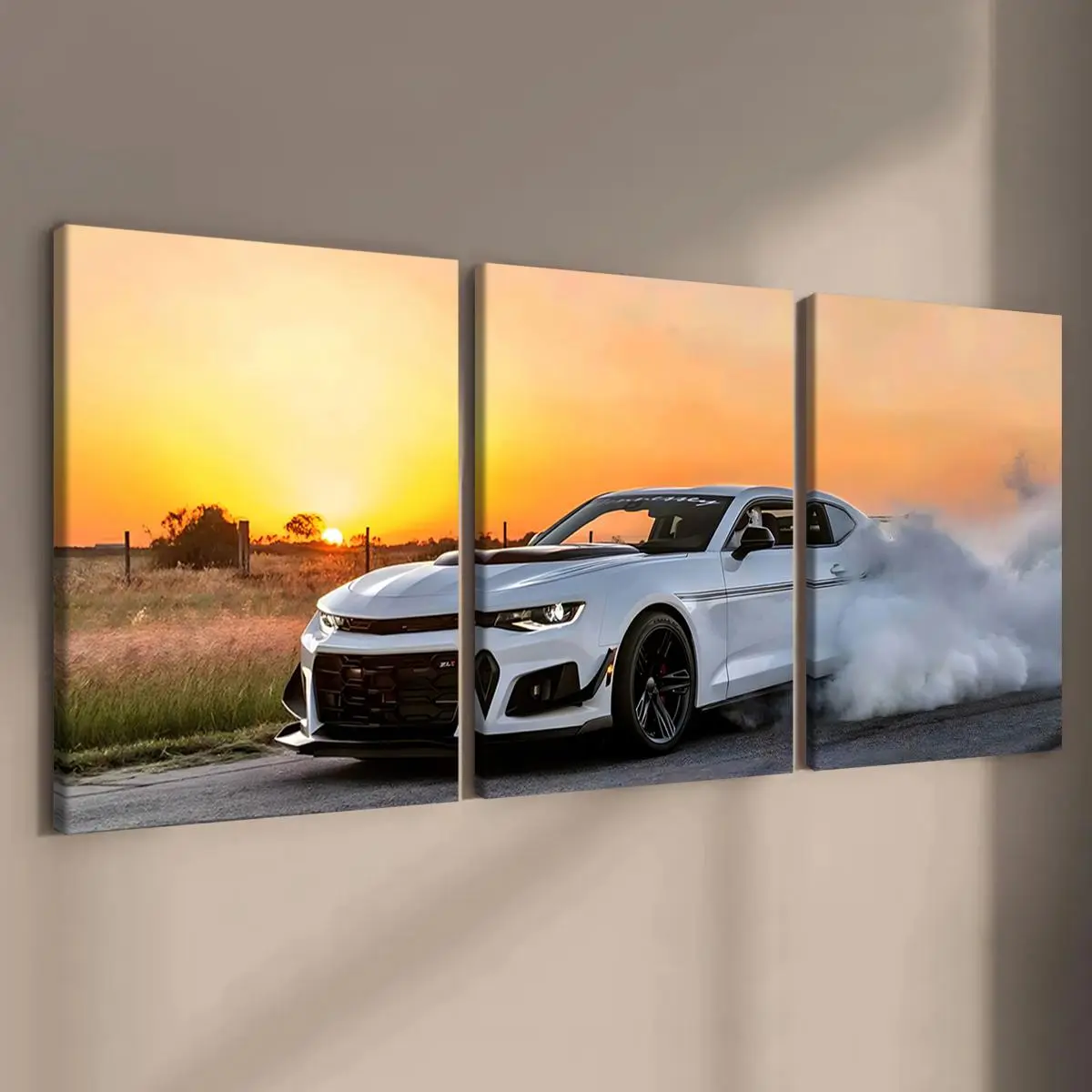 Car Pattern Canvas Painting with Frame 3 Counts Modern Car Posters Wall Art for Home Decor Living Room Bedroom Office Valentine's Day 2025 Ornaments Wall Decor