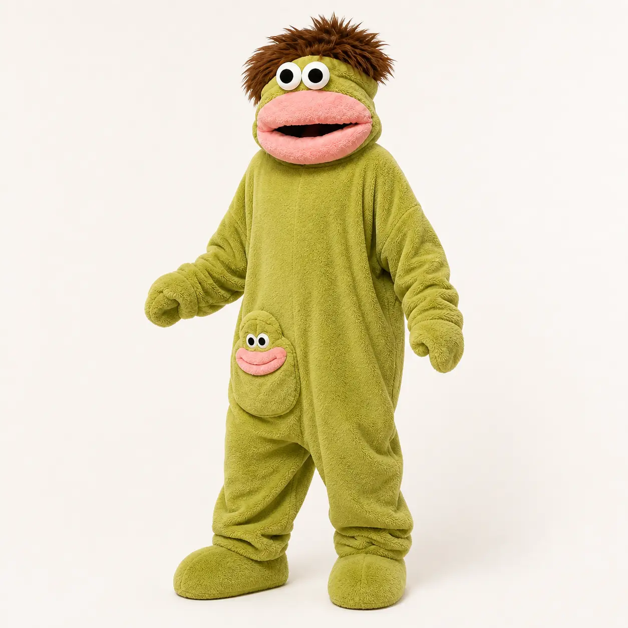 Funny Frog Plush Hooded Onesie - Long Sleeve, Baggy Loose Oversized 1-Piece Fleece Loungewear, Fluffy Soft Cozy Warm Home Sleepwear, Plush Animal Fursuit Party Clothing for Birthday Festive Occasions, Festive & Party Accessory