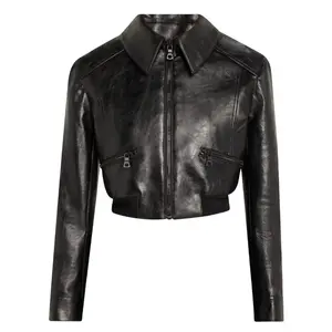 Elara Sculpted Fit Cropped Leather Jacket