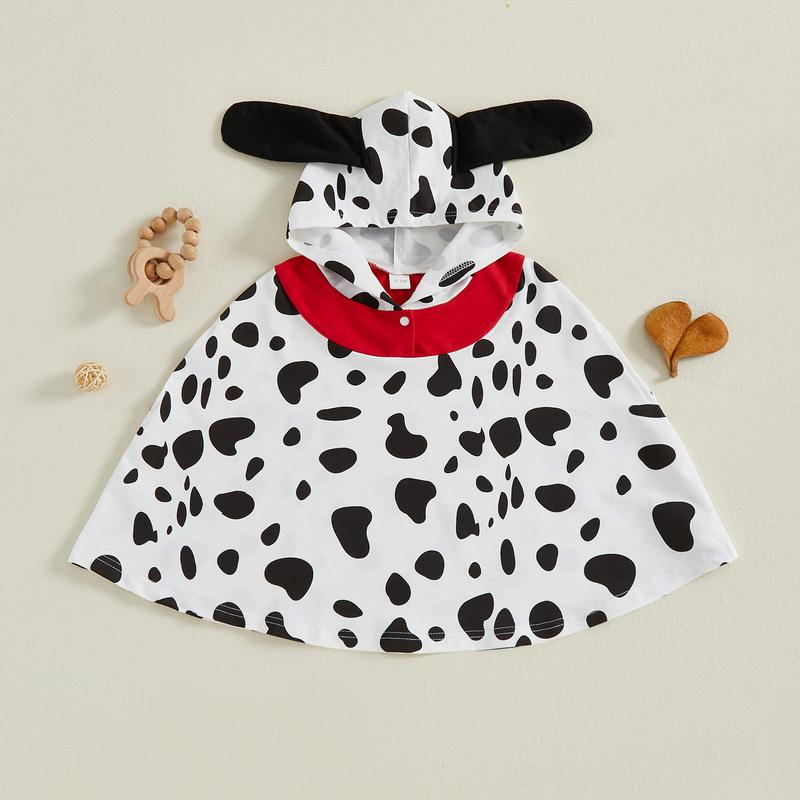 Toddler Baby Girl Boy Halloween Animal Costumes Baby Dalmatian Costume Hooded Dog Cloak Halloween Party Cosplay Outfit