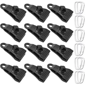 24pcs Heavy Duty Tarp Clips with Carabiner, Adjustable Lock Grip Thumb Screw Tent Fasteners for Camping, Awnings, Caravan Canopies, Tent Accessories