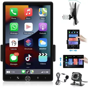 【Roinvou】10.4 Inch Single Din Car Stereo with Carplay Android Auto, Touch Screen Car Radio with Bluetooth Mirror Link, Vioce Control, FM Radio 16-Band EQ Audio USB/TF/AUX 12LED HD Backup Camera