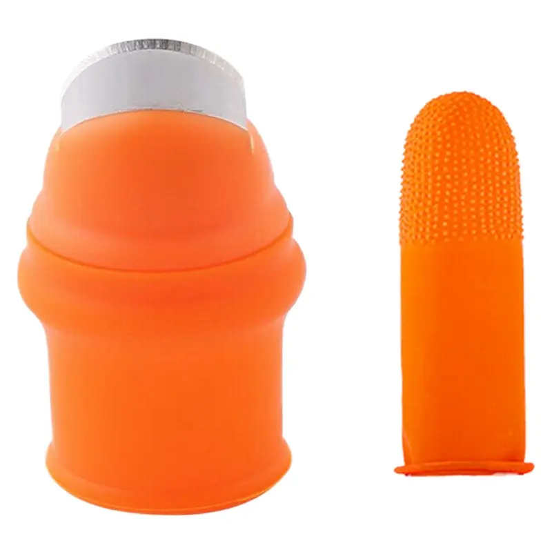 Silicone Thumb Knife with Stainless Steel Blade, Finger Protector - Gardening Tool with Elasticity for Fruit Picking, Nails Protection (Protects Nails for Outdoor Harvesting Needs)