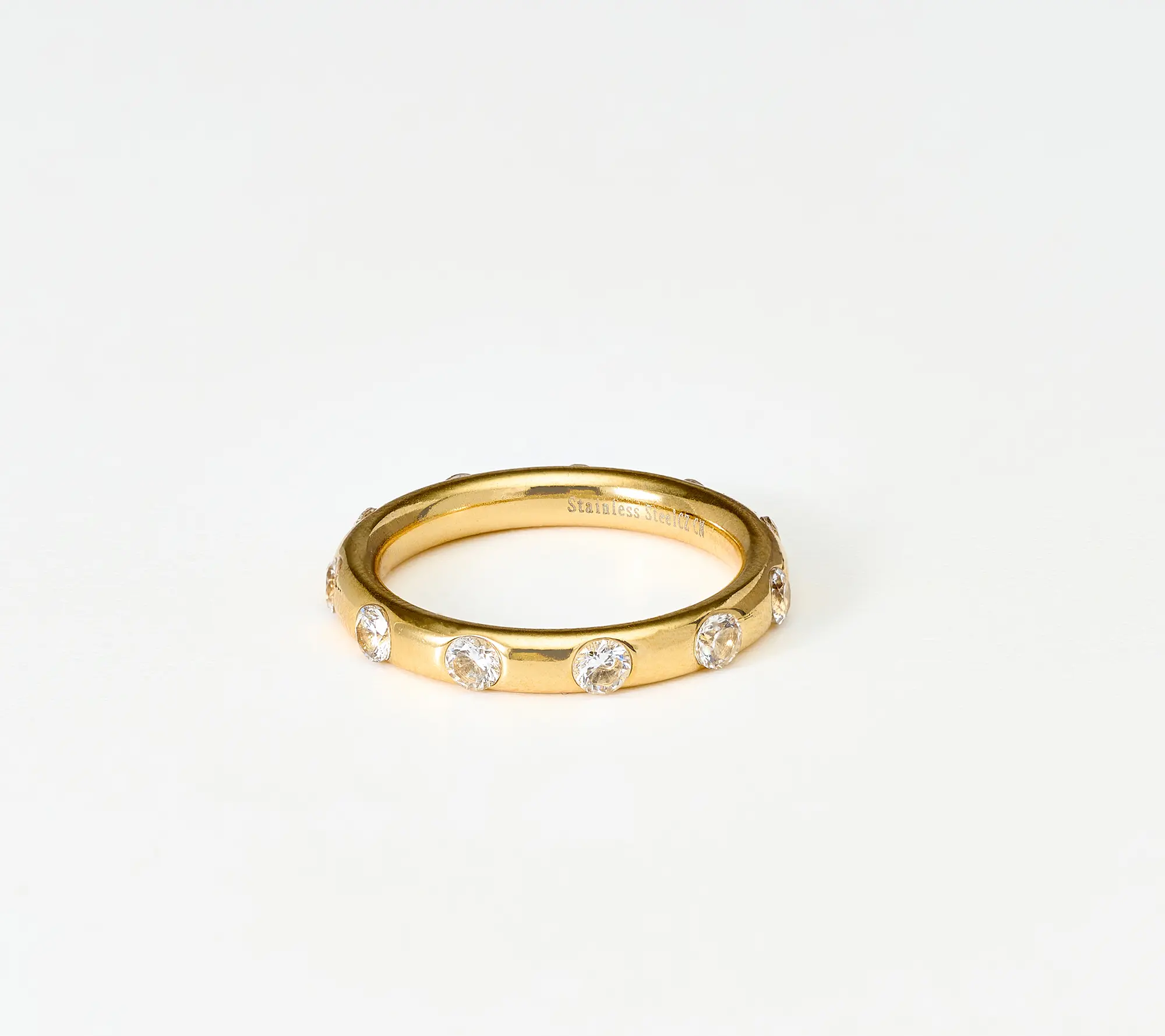 Steel by Diamonique Swiss Set Stacking Ring