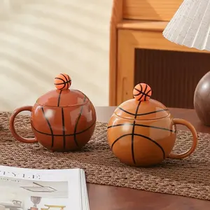 Novelty Basketball Styling Mug Sports Theme Family Ornament Funny Coffee Mug Juice Drinking Set with Ceramic Sports Souvenir