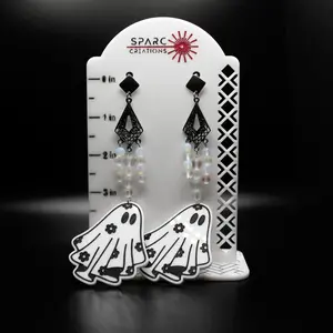 Daisy Ghost with Moonstone and Opalite beaded Chandelier Earrings