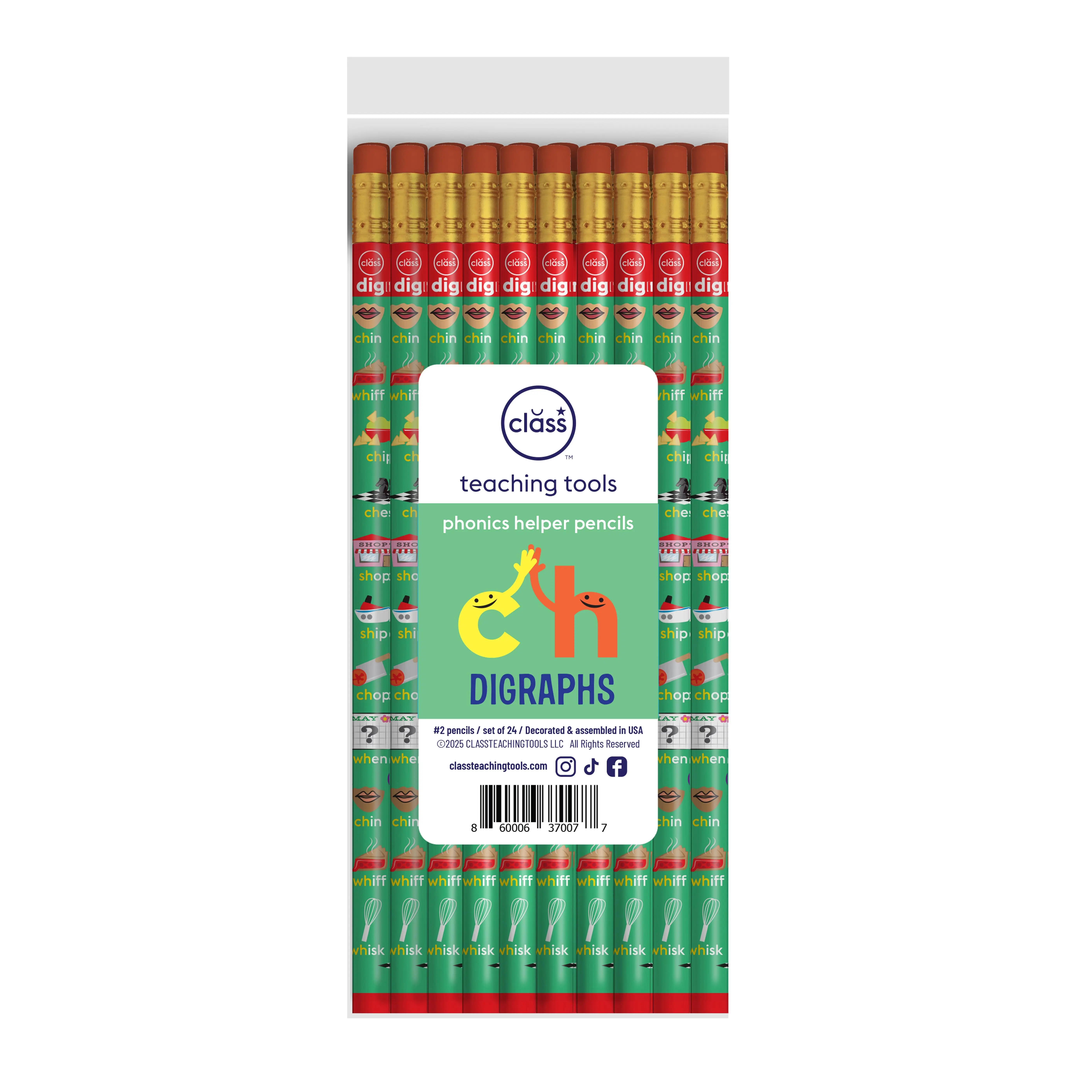 Digraph Phonics Pencils - Class Pack