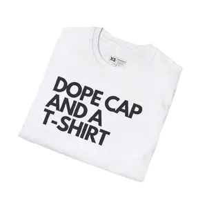 Dope Cap and T-Shirt for Men and Women - White Crew Neck XS Size Tee with Bold Text Design