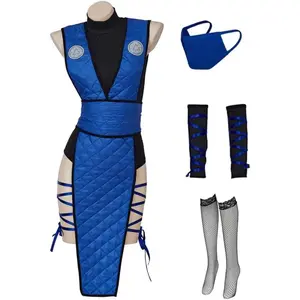 Sub-Zero Reptile Scorpion Cosplay Costume Female Sexy Suit with Mask Ninja Fighter Uniform
