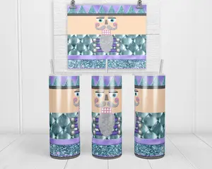 Nutcracker Blue 20oz Skinny Tumbler | with Lid and Straw | Holographic Gift Box | Stocking Stuffer | Secret Santa Gift | White Elephant Gift Exchange Bottle Drinkware