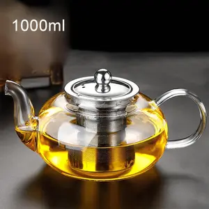 1000ML Glass Teapot, Heat Resistant Borosilicate, Safe for Stove, Microwave, Dishwasher, Perfect for Tea Brewing, Teapot for Stovetop