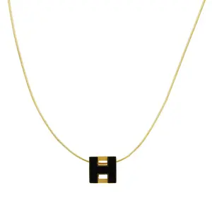Pre-owned HERMÈS Gold-plated Small Leather Goods Hermes Clic H Cube Necklace
