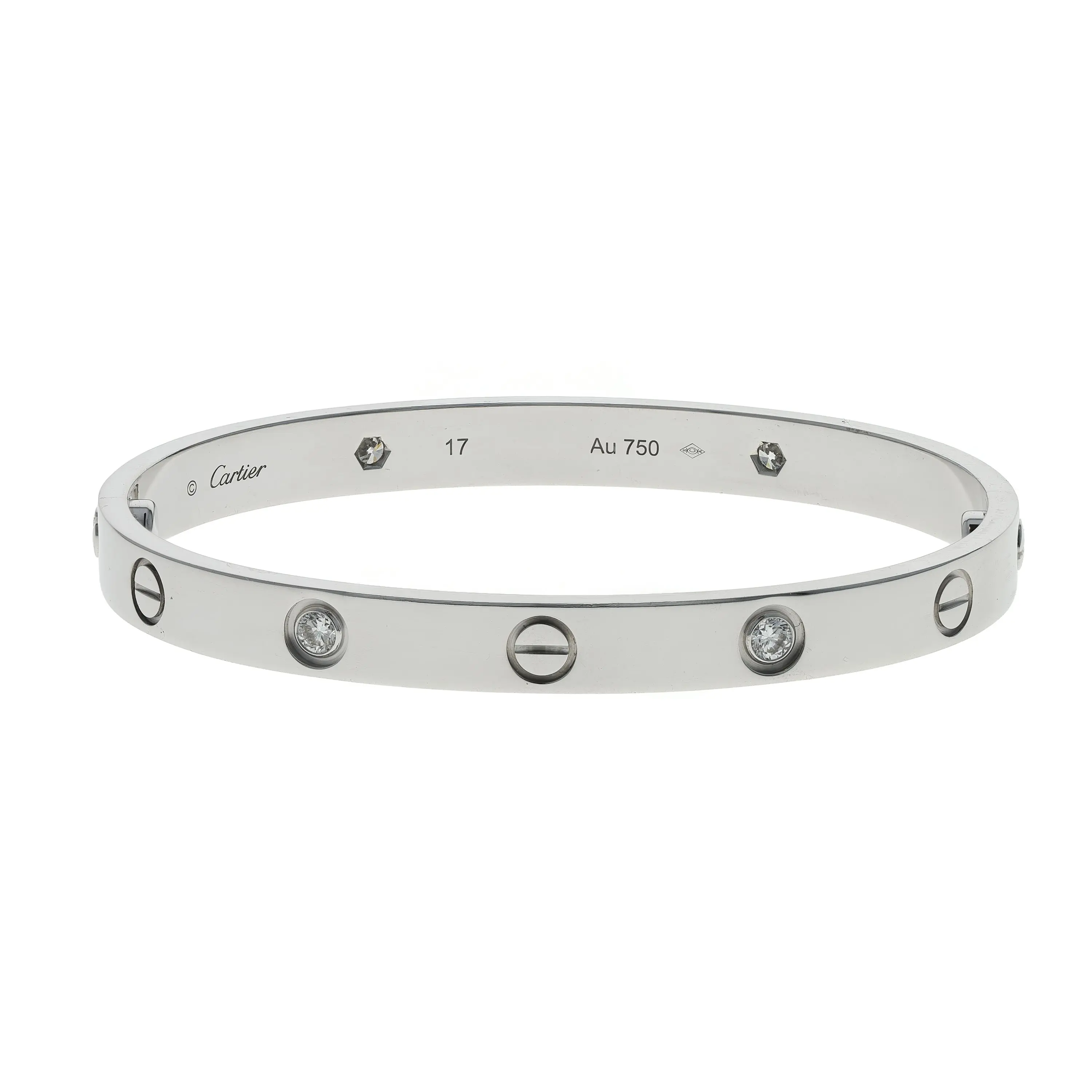 Pre-owned Cartier Love Bangle Bracelet Size 17