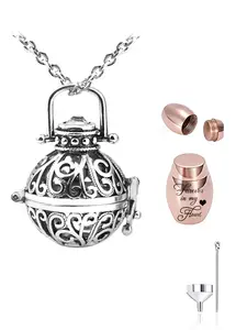Vintage Hollow Flower Urn Necklace for Ashes, Memorial Locket Pendant Jar, Keepsake Cremation Jewelry, Forever in My Heart Design, Exquisite Jewelry Gift