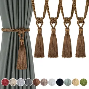Handmade Tassel Rope Polyester Curtain Tiebacks Holdbacks Coffee 4p