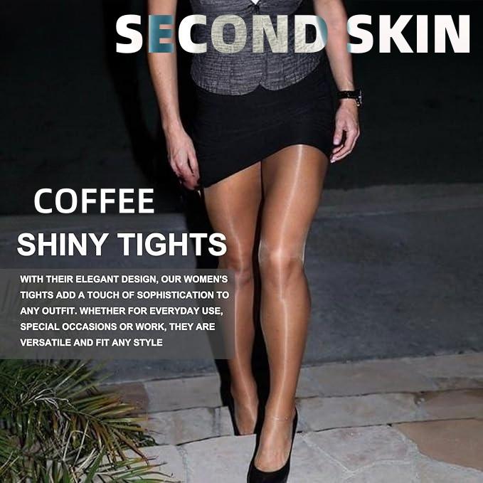 8D Silky Luster Tights for Women, Comfort Double-Gusset Pantyhose, Reinforced Toe Anti-Ladder Hosiery, Plus-Size Friendly