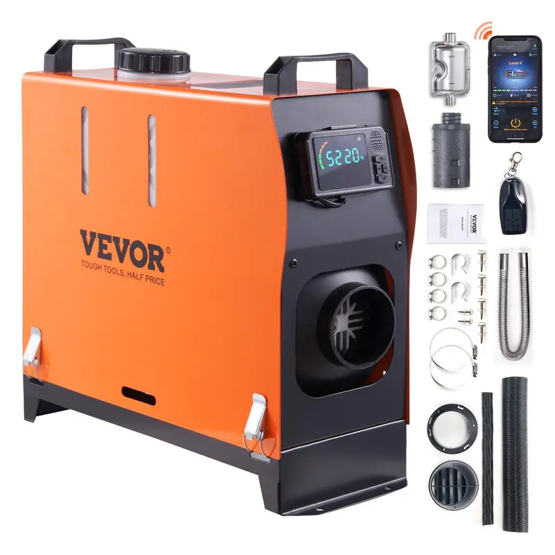 VEVOR Diesel Air Heater, Max. 8KW 12V All-on-one Diesel Heater with Bluetooth App and LCD, Automatic Altitude Adjustment Max 18045 ft, Portable Parking Heater Fast Heating Low Noise, Diesel Heater for Truck RV Trailer Camper Van Boat and Indoors