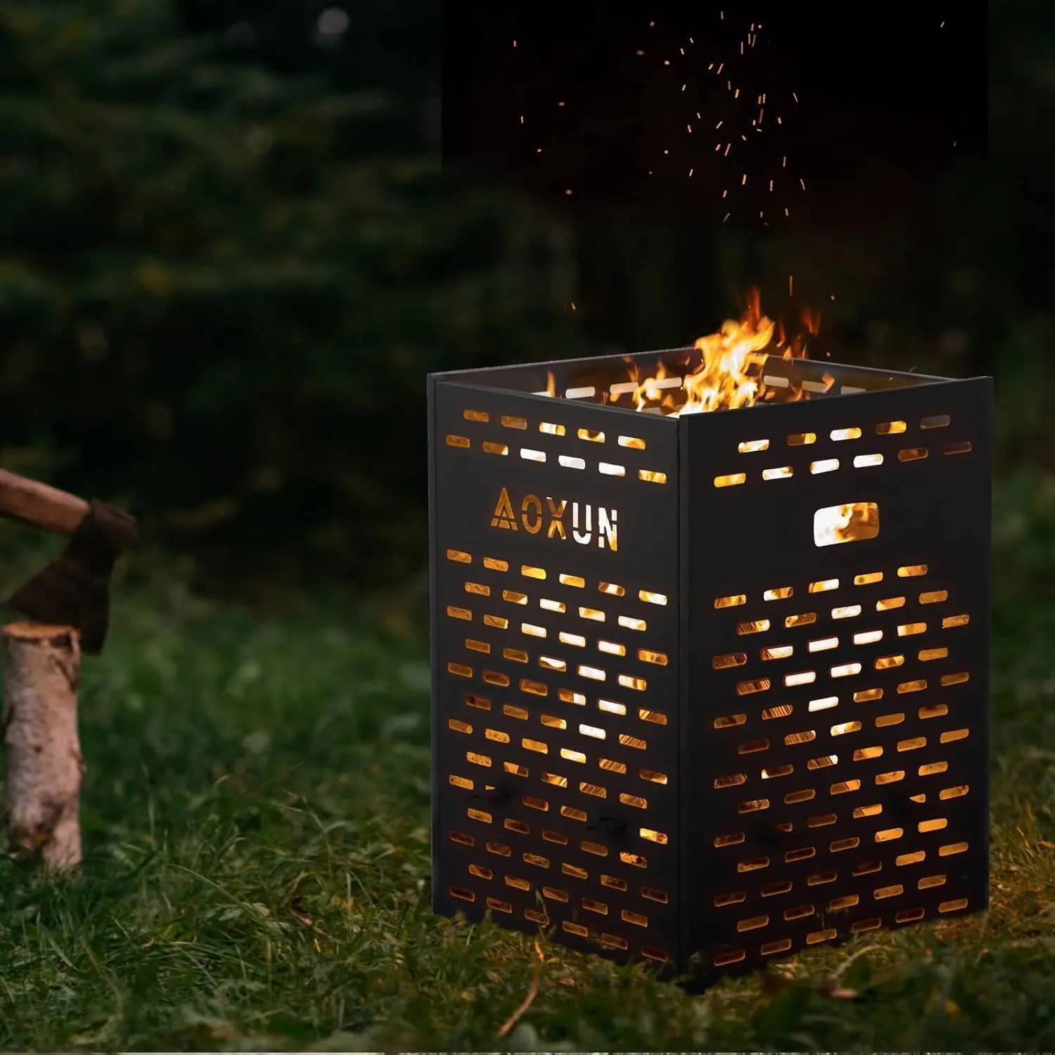 Aoxun 63 Gallon Ultra-Thick Burn Barrel for Yard Waste, Heavy-Duty Outdoor Incinerator Drum with Burn Cage, Perfect for Paper, Leaves, Trash & Wood, 27.9" Matte Metal Finish, Modern Style   household items trash cans for kitchen trash can