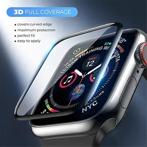 3-Pack Apple Watch Screen Protector, Multi-Size for Series 7/6/5/4/3/2/SE (38/40/41/42/44/45/49mm), 3D Curved Edges, Full Coverage TPU Layer, Anti-Scratch, Shatter-Proof, Waterproof Wearable Accessories for Sport Use