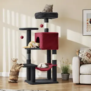 44-Inch Multi-Cat Tower with Condo, Hammock & Sisal Scratching Posts – Large Cat Tree for Indoor Cats with Perches, Pet House & Plush Platform for Kittens & Adult Cats