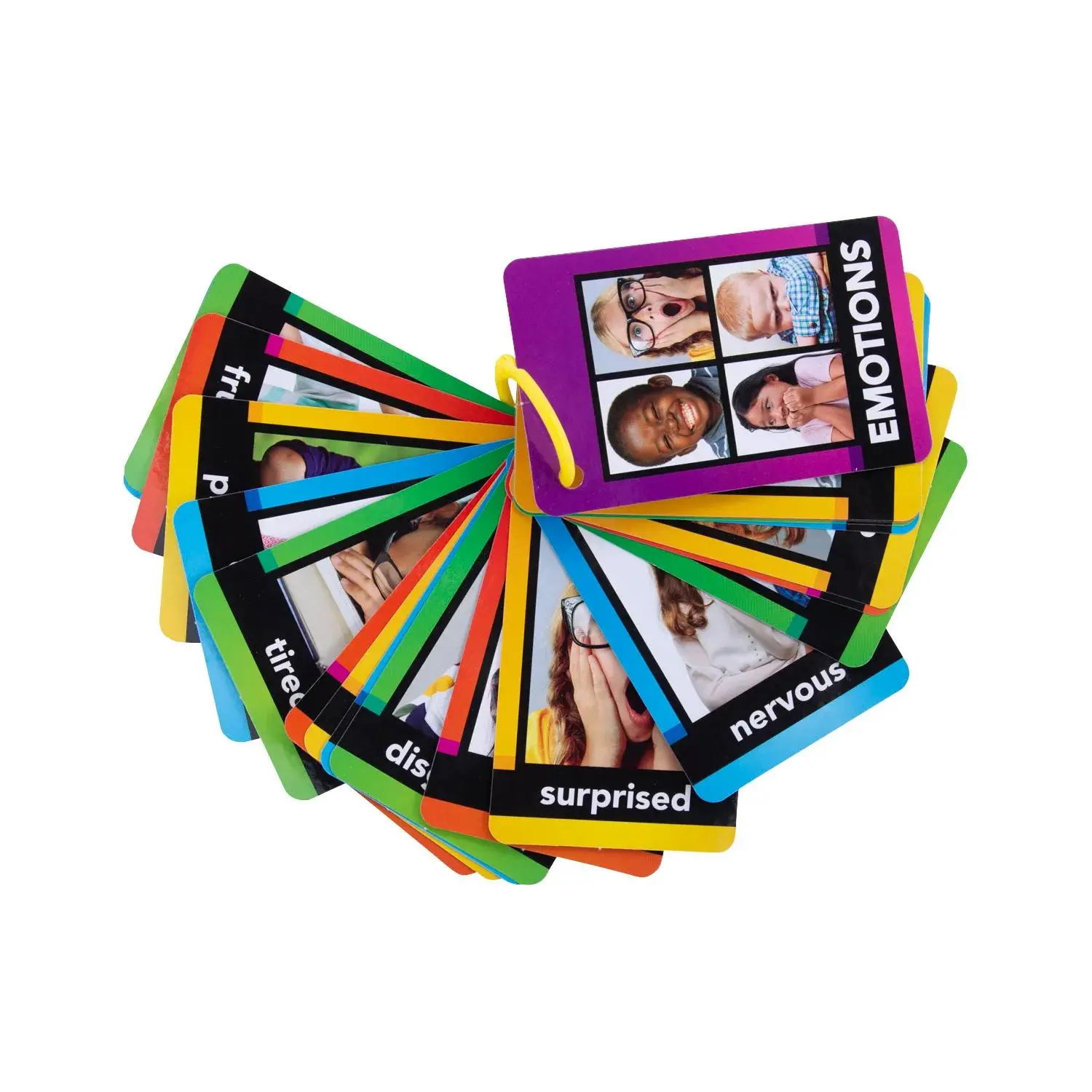 6 Sets of 2.5"x4" Emotion Picture Cardstock Flashcards on a Ring - Early Learning Children's Flashcards
