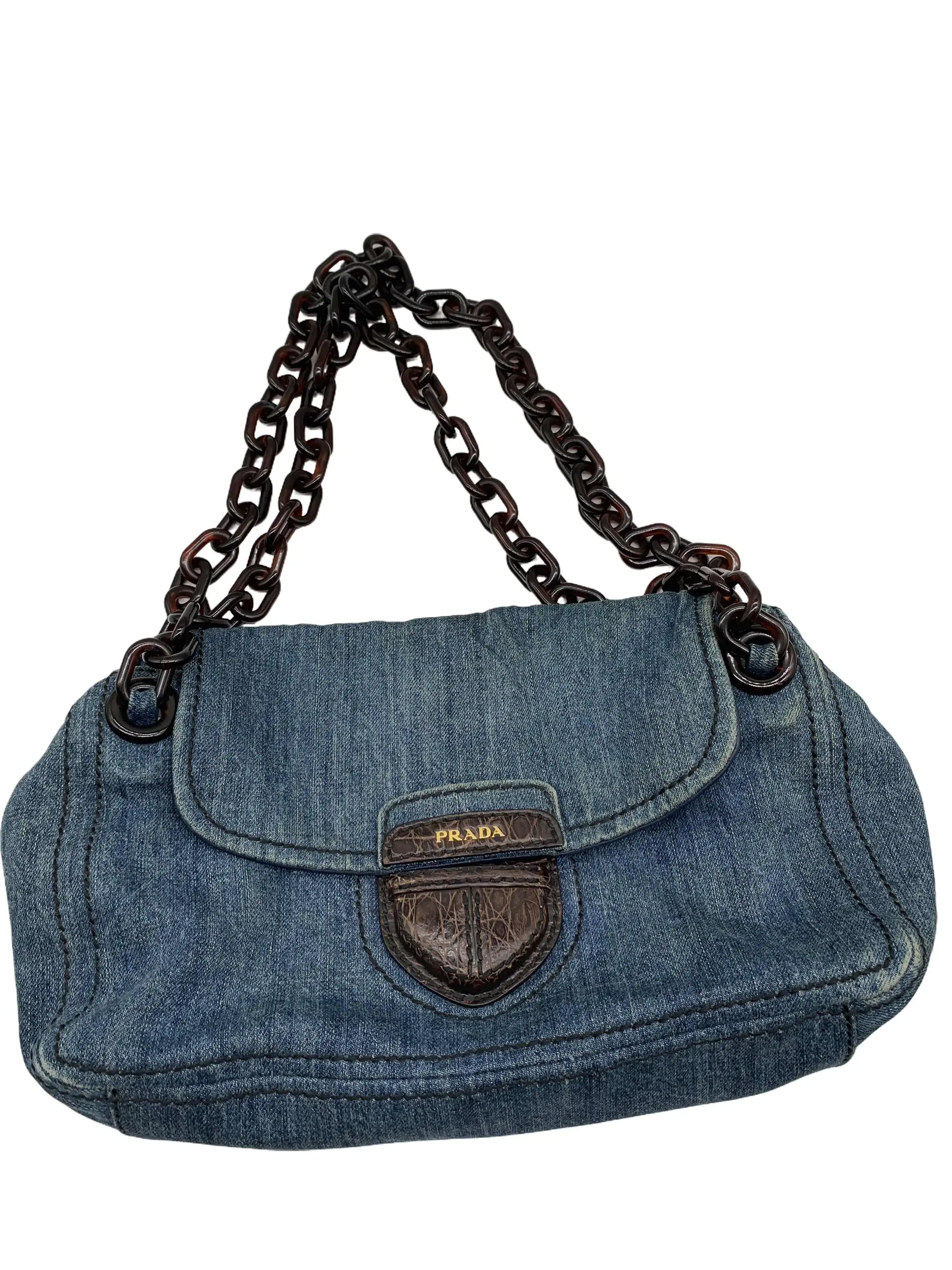 Pre-owned PRADA Vintage Denim Chain Shoulder Bag/FYWJ06329605/9605